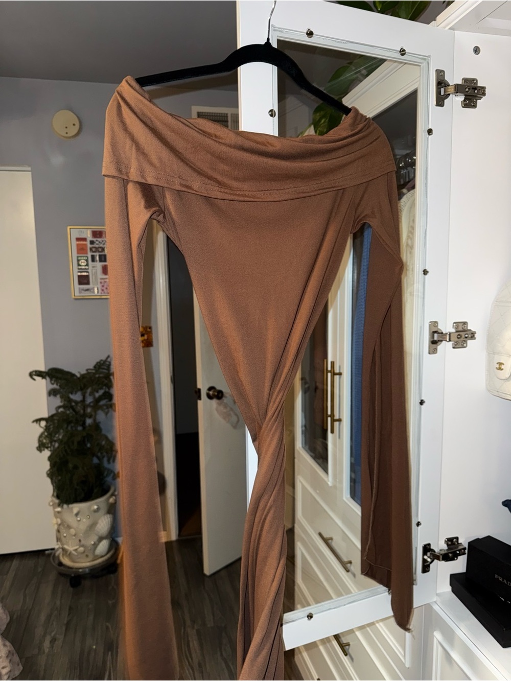 Off-Shoulder Brown Women's Dress